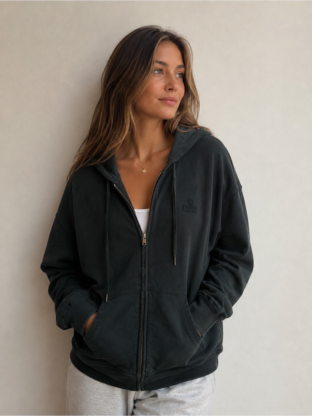 Isabel Marant Oversized Logo Zippered Hoodie
